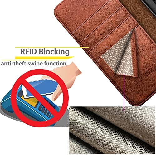DuckSky za Google Pixel 6 torbica za novčanik od prave kože 【RFID blokada】【4 držač kreditne kartice】【prava