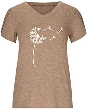 Teen Girls Deep V vrat Pamuk Grafički maslačak Print Floral Lounge Bluza Majica za žene Ljeto Jesen RW RW