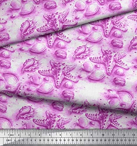 Soimoi Pink Cotton Jersey Fabric Shell & Starfish okean tkanina Prints by Yard 58 inch Wide