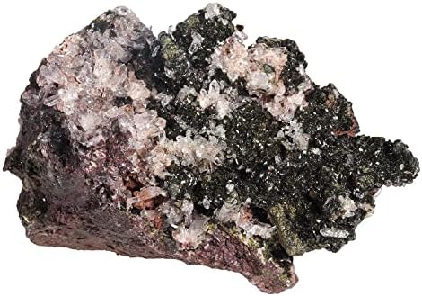 Amogeeli Prirodni epidot sa druzdom Crystal klasterom za kolekciju, iscjeljujući sirovi mineralni ukras za kućni kamen za kućnu kancelariju, 1.1-1.32 lb
