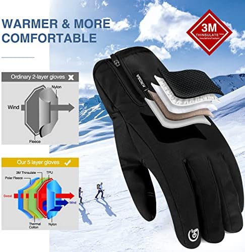 krosa -10℉ zimske rukavice za muškarce žene, 10 Touchscreen Fingers rukavice za skijanje na snijegu, vodootporne