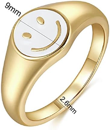 Tanyoyo prsten sa smajlijem sa pečatom Astetski Cool Dainty Statement prstenovi za žene poklon za Majčin