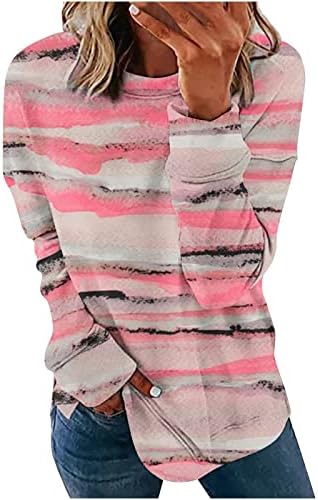 Ženski ispis preveliki dugih rukava okrugli vrat Ležerne košulje pulover Lagana 2023 tucinske majice