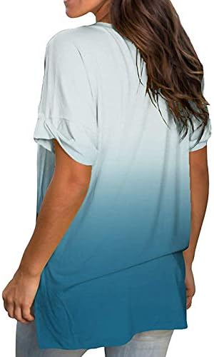 Prevelike majice za žene 2023 Dressy casual vrhovi gradijentni bluza s kratkim rukavima TEE Basic V izrez