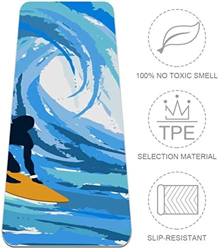 Siebzeh Surfer Blue Premium Thick Yoga Mat Eco Friendly Rubber Health & amp; fitnes non Slip Mat za sve