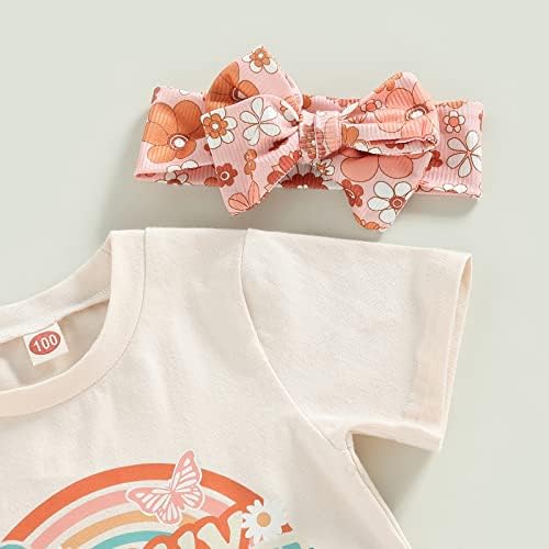 Gulirifei Toddler Baby Girls Ljeto odijelo Grovy Pismo Ispis kratkih rukava The The Floral Flare hlače postavljene