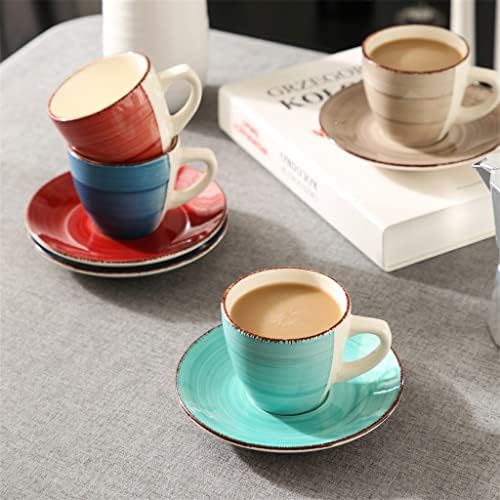 Houkai 8-komad keramički pisk 4-boja 200ml set za kafu sa četvero poena čašica i 4-komadni tanjurni servis