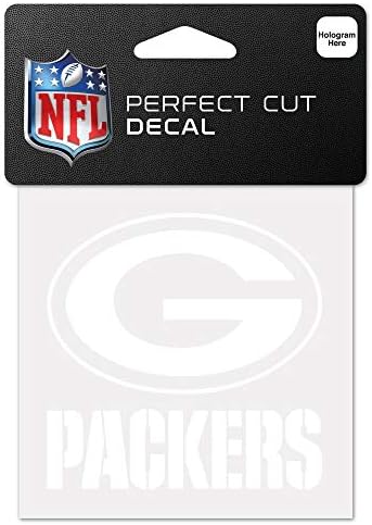 WINCRAFT NFL Green Bay Packers 4x4 Savršeno rezano bijelo naljepnica, jedna veličina, boja tima
