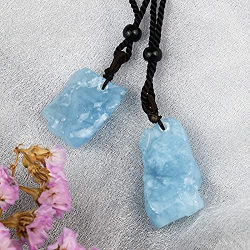 SEEWOODE AG216 1pc Prirodni akvamarinski kamen plavi privjesak prirodni kvarcni izliječenje kamena sirovih kristala za muškarce Žene Nakit mineralni poklon