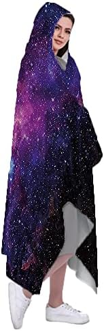 Galaxy Dečiji kapuljač, zvjezdani noćni nebula oblak nebeski tematski ima slike prostora umjetni elementi, nosivi pokrivač za kauč za djecu Djeca muškarci, w50 x l40 inčni crna ljubičasta plava