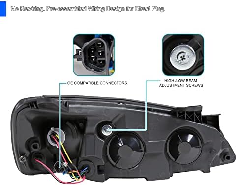 SPEC-D TUNING Crni farovi kompatibilni sa Pontiac G6 2005-2010 L+R par glava lampa sklop