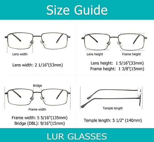 LUR 3 pakovanja metalnih naočala za čitanje + 3 pakovanja polu-riskih naočala za čitanje