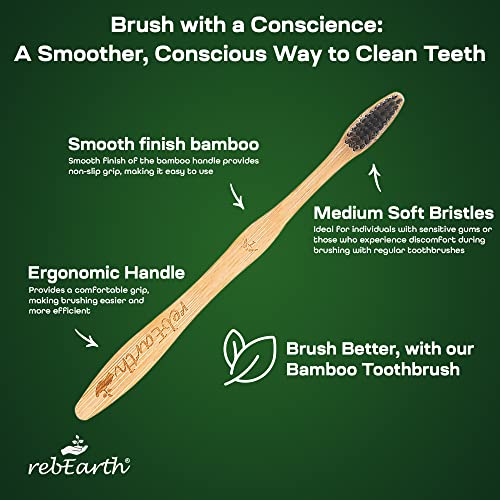 rebEarth Bamboo Wood meka četkica za zube i zubni konac za zube / čačkalica | oralna njega zubni konac sa