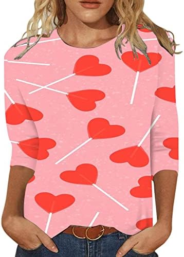 Valentines dnevne košulje Žene Grafički pulover Ljubav Heart Pismo Ispis Dukserija Valentine