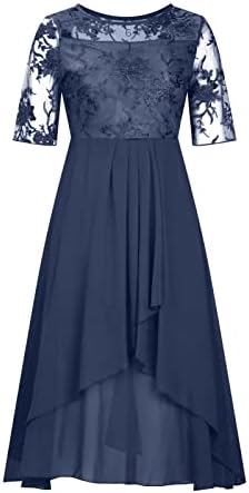 RMXEI ženska haljina šifon elegantna čipkaste patchwork haljina izrezana duga haljina djeverska večernja