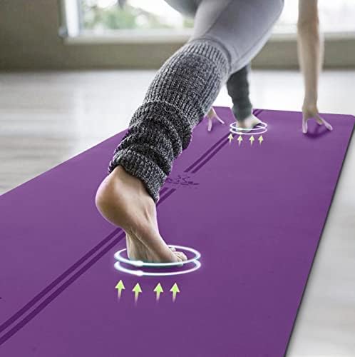 Heathyoga ProGrip non Slip Yoga Mat sa poravnanje linije, revolucionarni mokrim prianjanje površina & Eco