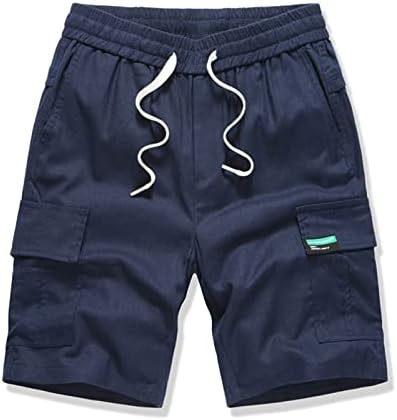 Ymosrh muške garderne kratke hlače za više torbe Hlače Ljetne pamučne posteljine labave casual pantalone