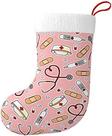 RFUXEMWA medicinski termometar medicinska medicinska sestra božićne čarape sa pahuljicom za velere pliša