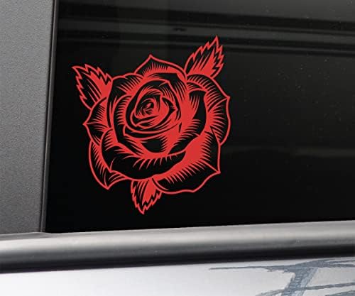 Rose Vinyl Decal laptop auto kamion za kamione za kamione, 5,5 x 5, crvena