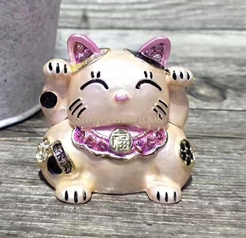 ZNewlook New Crystal Fortune Cat Trinket Box slatka mačka ukrasna pewter figurica mačja dizajna