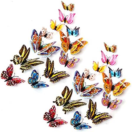 24pcs užarene 3D šarene leptir zidne naljepnice, leptir zidne naljepnice ukrase dječju spavaću sobu i naljepnice