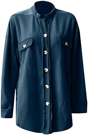 ZEFOTIM jakna za jaknu žene, ženska puna boja labava pahuljica ruhara pletenica pletena dugnjena dolje košulja