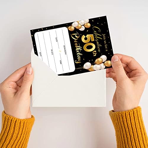 50. rođendanski pozivnički kartice sa kovertama - klasična zlatna tema Ispunite prazne rođendanske zabave