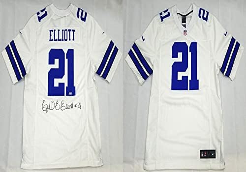 Ezekiel Elliott AUTOGREMENA DALLAS CAYBOYS Nike White Jersey Beckett svjedoci - autogramirani NFL dresovi