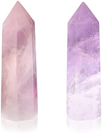 2pcs 2.5 Reiki ljekovita kristala kamena seta, šesterokutni kristalni drago kameni sa kutijom, ružičastim
