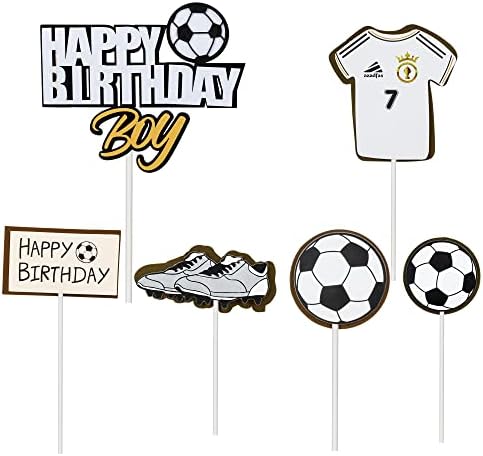 6pcs Soccer Happy Birthday Boy Toppers DIY Soccer Kuglasti cipele Gol za torte Picks Sport Football Tema