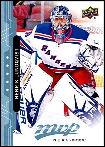 2018-19 Gornja paluba MVP Tvornica hokeja plava # 218 Henrik Lundqvist New York Rangers Službena NHL UD trgovačka kartica