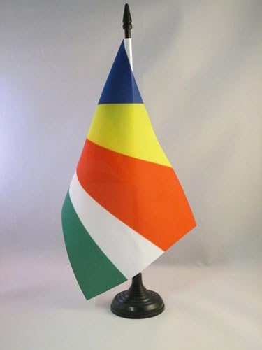 AZ zastava Sejšeli zastava stolne stanice 5 '' x 8 '' - Seychellois stola zastava 21 x 14 cm - crna plastična