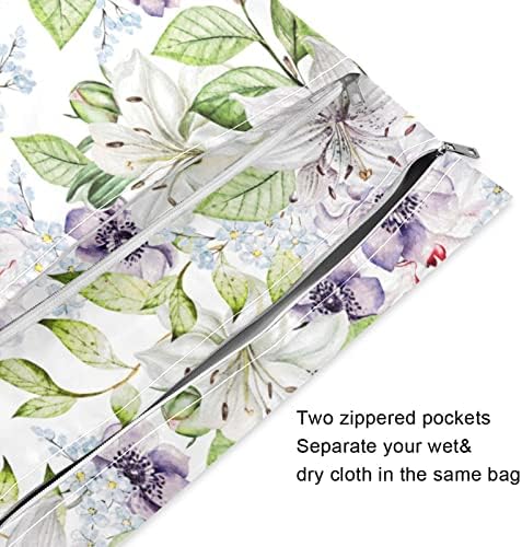 Kigai 2pcs pelene za djecu pelene vlažne cvijeće Vodootporna za višekratna torba s dva patentnih patentnih