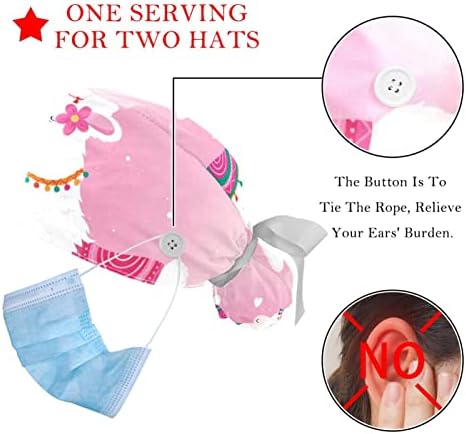 2pcs radna kapa s tipkama s tipkama za kravate Alpaca životinjski par ružičasti Ponytail torbice za žene