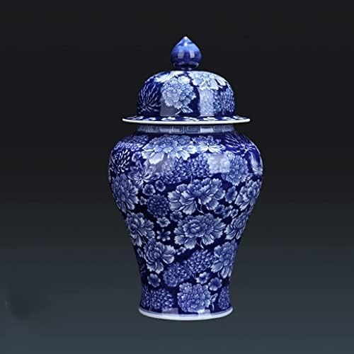 Tradicionalna kineska keramička plava i bijela porculanska vaza Cvjetni dizajn đumbir jar sa poklopcem za