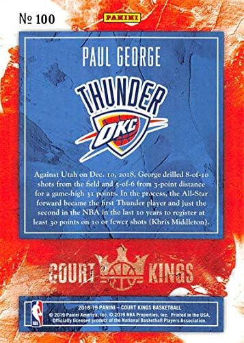 2018-19 Court Kings International Basketball 100 Paul George Oklahoma City Thunder Službeni Blaster Exclusive
