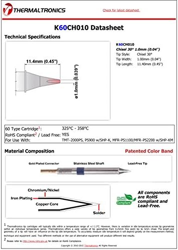 Thermaltronics K60ch010 Chisel 30deg 1.0mm