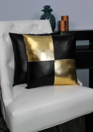 Noora Doll House Backe Card Jastuk Gold & Crne boje, dvotomirane meke jamb kožnih jastuka Moderne kućne