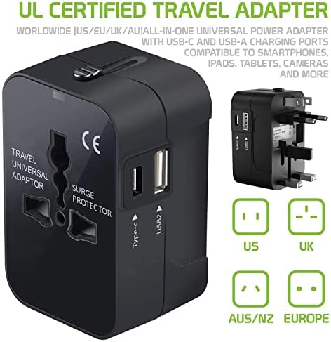 Putovanje USB Plus International adapter za napajanje kompatibilan sa LG H970 za Worldwide Snaga za 3 uređaja