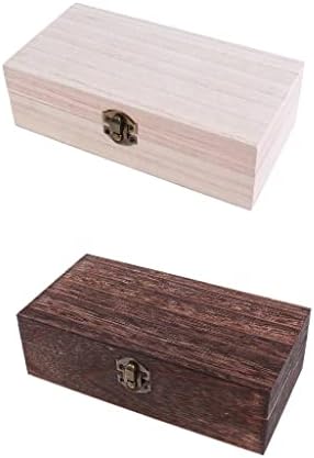JIAOAO 2 kom nedovršena Drvena kutija za nakit Drvena kutija sa šarkama poklopac Desktop mala drvena kutija