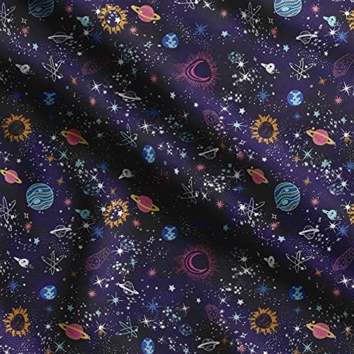 Soimoi tamnoplava Poli krep tkanina Planet Galaxy štampa tkanina po dvorištu širine 52 inča