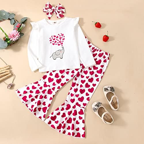 Set tlat t t bebe bljeskao srce od tiskanih odjeća za valentinove djevojke crtane toddler hlače košulje