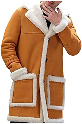 XXBR Fleece Cardigan kaput za muške, otvoreni prednji remel ovratnik tunički vuneni kaput sherpa flaffy