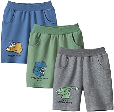 Azalquat Toddler Boys Ljetne pletene šorc sa džepom, 2/3/4 spakiraj bebine mekane kratke hlače