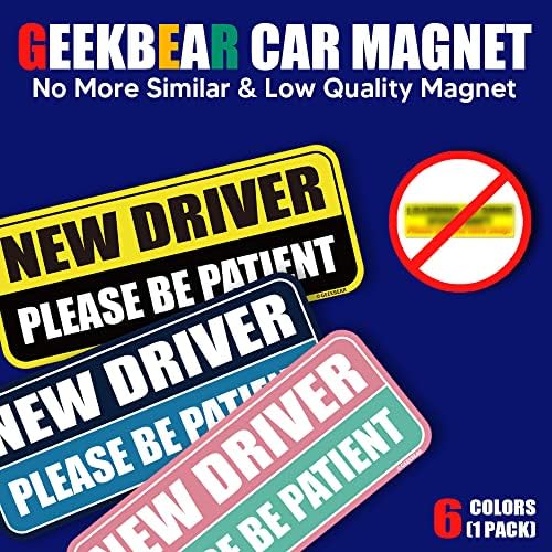 Geekbear Novi magnet vozača za automobil - studentski vozač Magnet automobila - novak ili novak Magnet Reflection