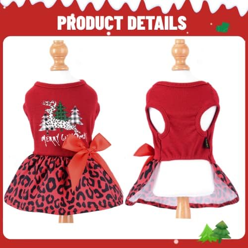 Yikeyo pas božićna haljina pas božićna odjeća za male pse djevojke xmas plairani drveni leopard crveni kućni