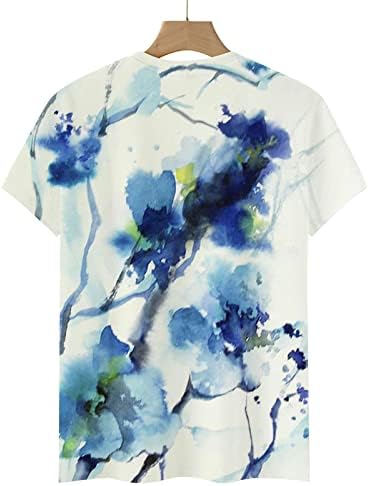 Crew Crt Spandex Bluze za žene Ljeto Jesen Slikanje kratkih rukava slikanje cvjetnih grafičkih vrhova majice 2023