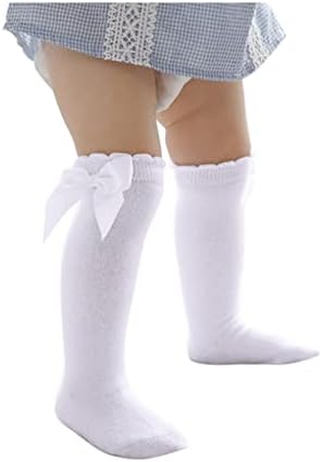 Century Star Baby Girls Bow Knee High Socks Toddlers Ruffled Tube Socks Dojenčad u školskoj uniformi