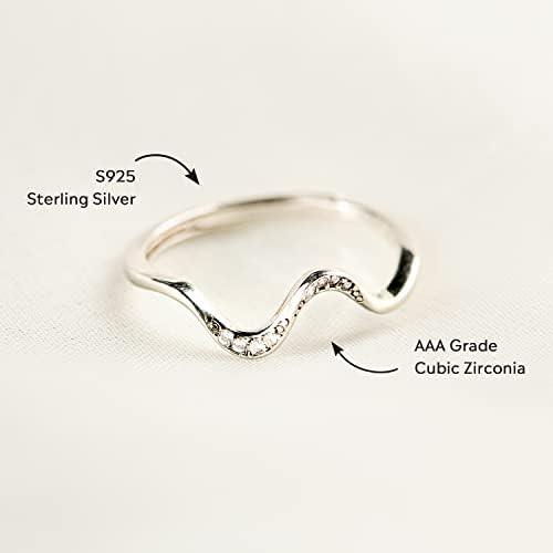 STORYJEWELLERY Wave prsten za žene, srebrni Ocean Wave prsten za djevojčice, rođendan Božić Valentines Nakit