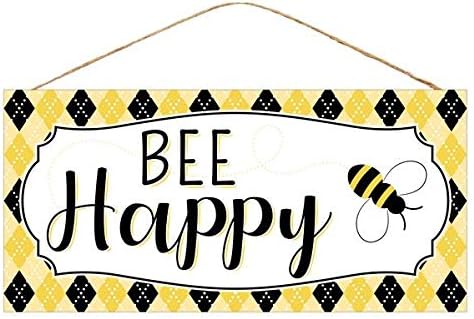Craig Bachman 12 Wood Sign: Bee Happy - Zbir Bumble Bee Vrata Zidno vješalica
